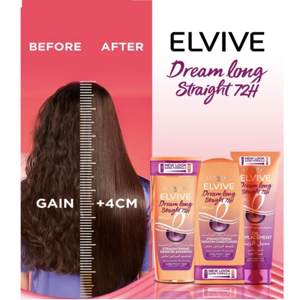 L’ORÉAL PARIS ELVIVE DREAM LONG STRAIGHT OIL REPLACEMENT, 300ML - BLACK CUMIN OIL & MICRO KERATIN - Image 3