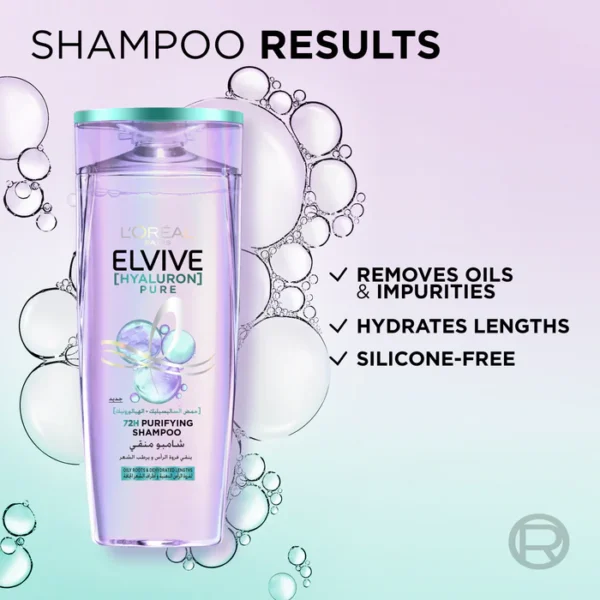 L'ORÉAL PARIS ELVIVE HYALURON PURE SHAMPOO 400 ML - Image 3