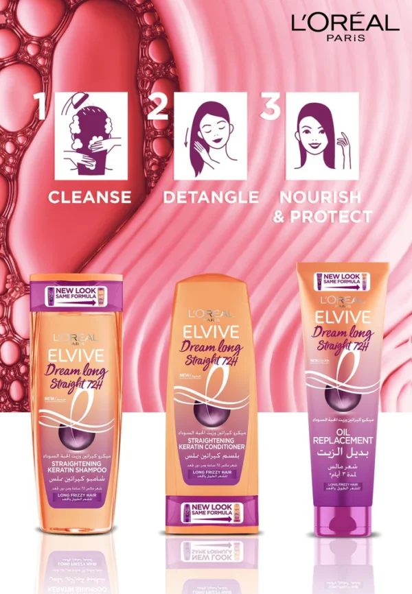 L’ORÉAL PARIS ELVIVE DREAM LONG STRAIGHT SHAMPOO - BLACK CUMIN OIL & MICRO KERATIN - Image 3