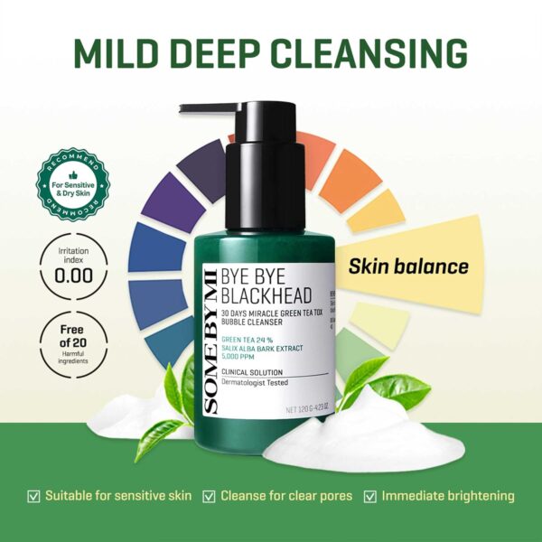 SOME BY MI- BYE BYE BLACKHEAD 30 DAYS MIRACLE GREEN TEA TOX BUBBLE CLEANSER - Image 4