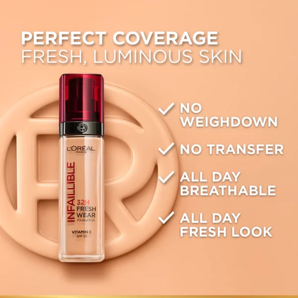 L'ORÉAL PARIS INFAILLIBLE 32H FRESHWEAR LIQUID FOUNDATION SPF25 - Image 4
