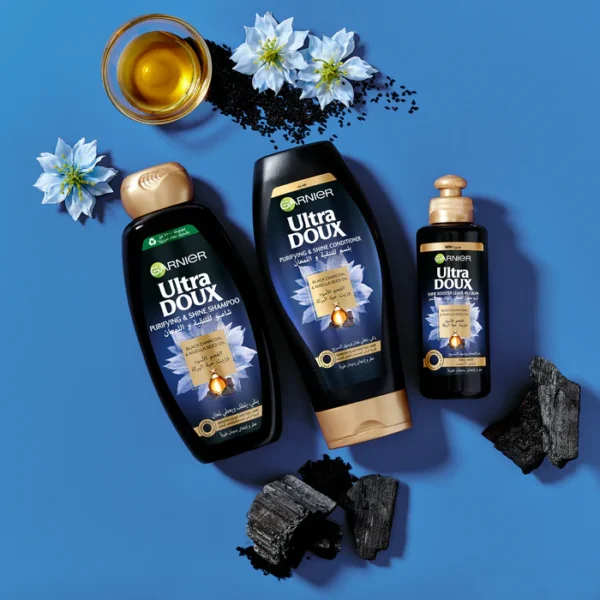 GARNIER ULTRA DOUX BLACK CHARCOAL LEAVE IN CONDITIONING CREAM 200ML - Image 2