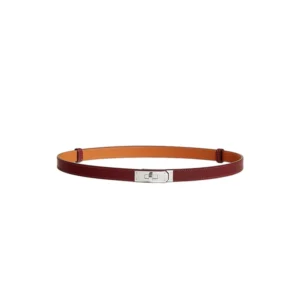 HERMES BURGUNDY BELT (SILVER)